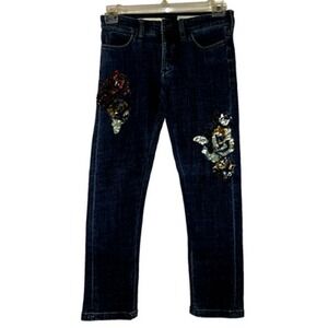 Pilcro and the Letterpress Anthropologie Sequin Floral Slim Boyfriend Jeans 24P